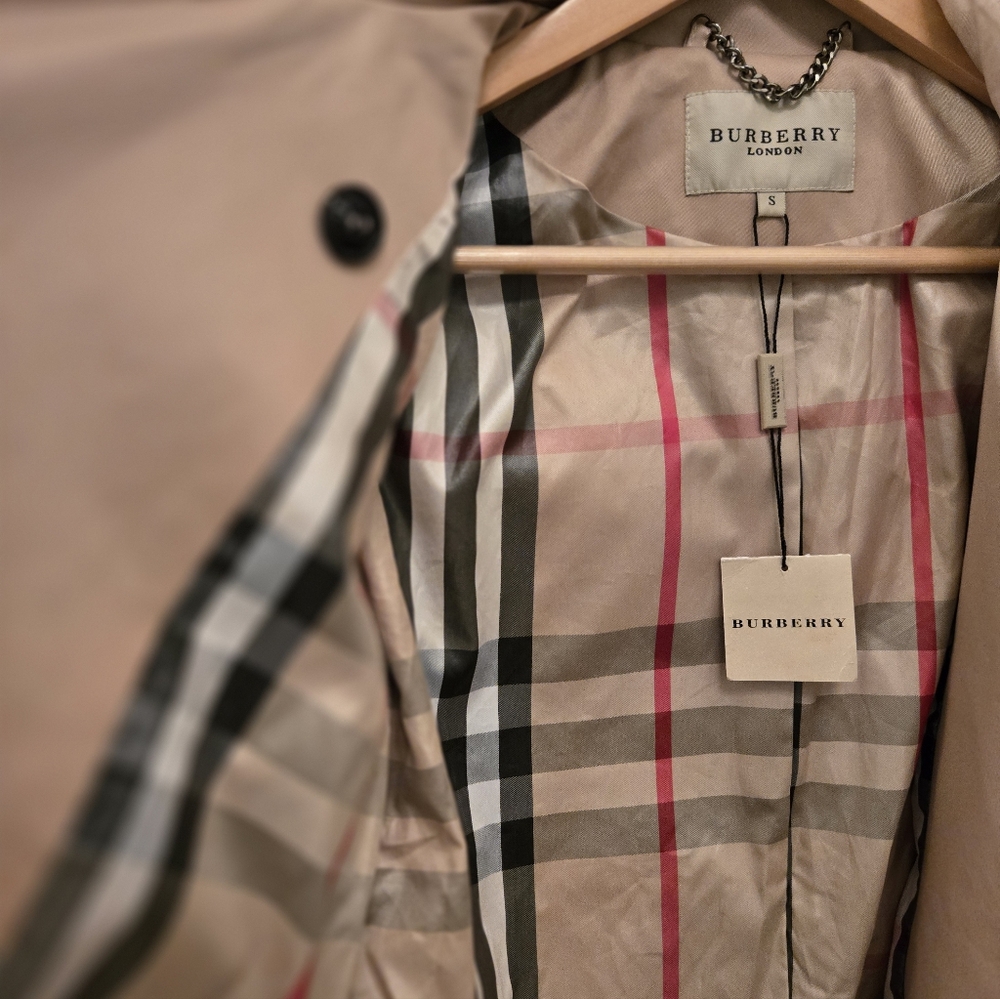 Burberry London Copycat Trench Coat S Beige Nova Check Belted - Picture 9 of 9